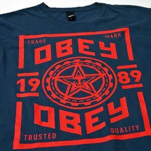 VTG Obey Navy Large Andre The Giant Box Graphic Skater Logo Shepherd Fairey